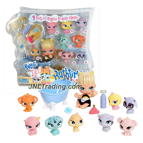 MGA Entertainment Bratz Lil' Angelz Bathtime Series 4 Inch Doll Set with CLOE (#736), 8 Little Pets, Bathtub and Bath Accessories