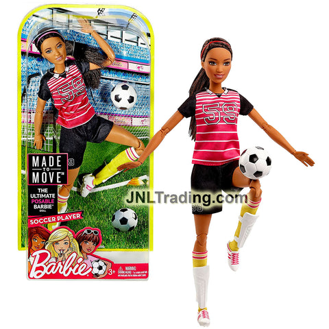 Year 2016 Barbie Made to Move You Can Be Anything Series 12 Inch Doll - African American SOCCER PLAYER GRACE FCX82 with Shin Pads and Soccer Ball