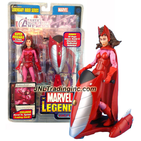 ToyBiz Year 2005 Marvel Legends "Legendary Rider" Series 6 Inch Tall Super Poseable Action Figure - SCARLET WITCH (Mistress of Chaos Magic) with 31 Points of Articulation, Hover Bike, 32 Page Comic Book and Marvel Vs. System Trading Card