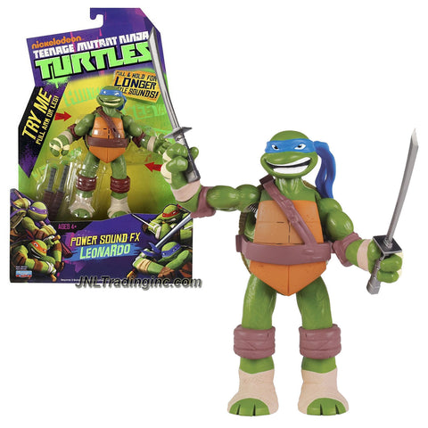 Playmates Year 2013 Nickelodeon Teenage Mutant Ninja Turtles "Power Sound FX" Series 6 Inch Tall Electronic Action Figure - LEONARDO with Battle Sounds Plus Twin Katana Swords