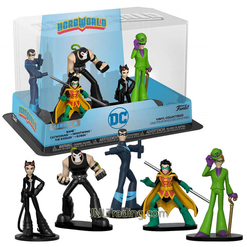 DC Hero World Series 5 Pack 4 Inch Tall Vinyl Figure Collections - Bane, Catwoman, Nightwing, The Riddler and Robin
