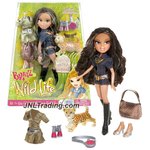 MGA Entertainment Bratz Wild Life Series 10 Inch Doll Set - Safari YASMIN with Sunglasses, 2 Outfits, 2 Shoes, Binocular, Canteen and Spotted Leopard