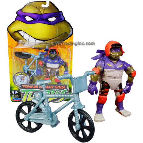 Playmates Year 2003 Teenage Mutant Ninja Turtles TMNT 5 Inch Tall Action Figure - BIKER DON aka DONATELLO with Stunt Extreme BMX Bike, Stunt Style Ninja Noggin Protector Helmet, Bo Staff and Stun Bike Racing Gear