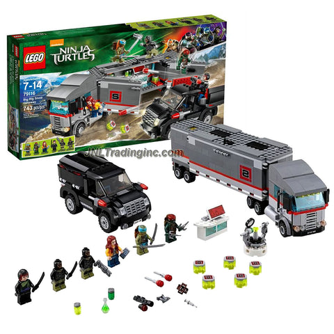 Lego Year 2014 "Teenage Mutant Ninja Turtles" Series Battle Scene Set #79116 - BIG RIG SNOW GETAWAY with Rig Truck, SUV and 6 Minifigures: April O'Neil, Raphael, Leonardo, Karai and 2 Foot Soldiers (Total Pieces: 743)