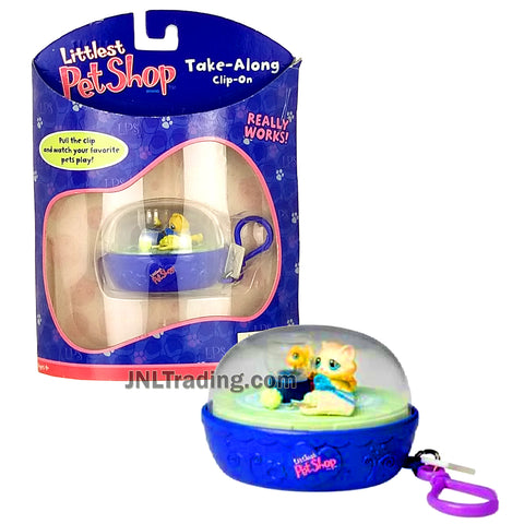 Year 2007 Littlest Pet Shop LPS Take-Along Clip-On Keychain : Tabby Cat and Goldfish