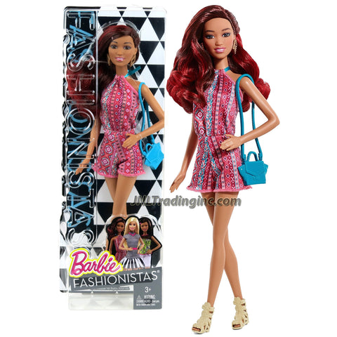 Mattel Year 2014 Barbie Fashionistas Series 12 Inch Doll - GRACE (CLN63) in Pink Neck Strap Jumpsuit with Earrings and Purse