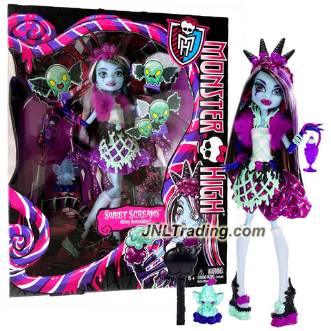 Mattel Year 2014 Monster High "Sweet Screams" Series 11 Inch Doll Set - ABBEY BOMINABLE "Daughter of the Yeti" (CBX45) with Glass, Candy Pet Mammoth, Hairbrush and Display Stand
