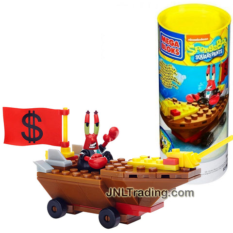 Mega Bloks Year 2015 Spongebob Squarepants Series Set #CNF31 - MR. KRABS RACER with Money Flag and Mr. Krab Figure (Total Pieces: 83)