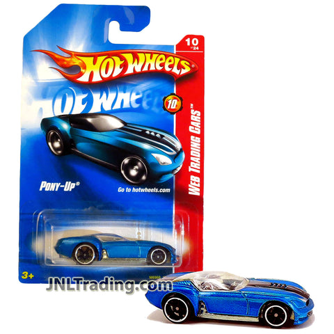 Year 2007 Hot Wheels Web Trading Cars Series 1:64 Scale Die Cast Car Set #10 - Blue Muscle Car PONY-UP