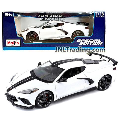 Maisto Special Edition Series 1:18 Scale Die Cast Car - White Sport 2020 CHEVROLET CORVETTE STINGRAY COUPE with Display Base