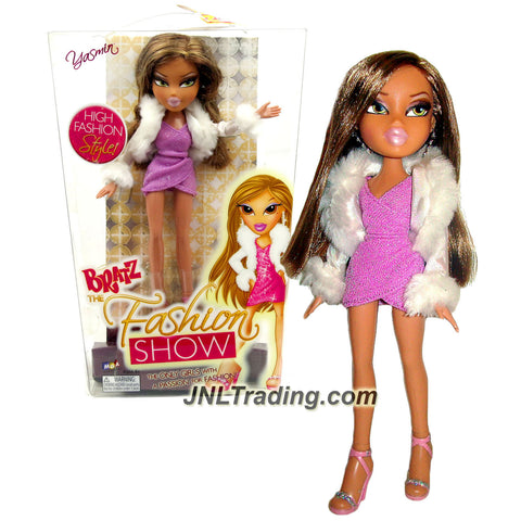 MGA Entertainment Bratz The Fashion Show Series 10 Inch Doll - YASMIN in Purple Dress and White Faux Fur Trim Jacket with Earrings and Bracelet