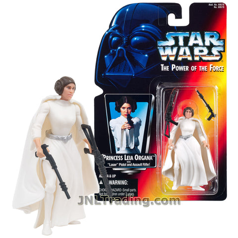 Star Wars Year 1995 The Power of the Force Series 4 Inch Tall Figure - PRINCESS LEIA ORGANA with Blaster Pistol and Assault Rifle