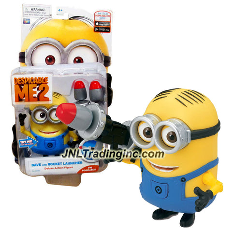 Thinkway Toys Movie Series "Despicable Me 2" 5 Inch Tall Deluxe Action Figure - DAVE with Moving Eye and Mouth, Rocket Launcher and 2 Missiles