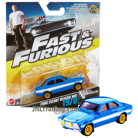 Year 2016 Fast & Furious 6 Series 1:55 Scale Die Cast Car Set 6/32 - Blue Sport Compact 1970 FORD ESCORT RS1600 MK1