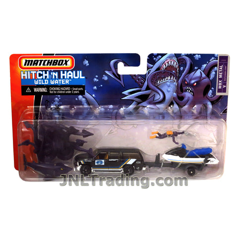 Matchbox Year 2006 Hitch 'N Haul Series 1:64 Scale Die Cast Metal Car Set - WILD WATER J4686 with Chevy Suburban, Jet Ski, Scuba Diver, Giant Squid and Shark