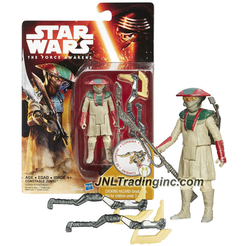 Hasbro Year 2015 Star Wars The Force Awakens Series 4 Inch Tall Action Figure - CONSTABLE ZUVIO (B3968) with Spear Plus Build A Weapon Part #1