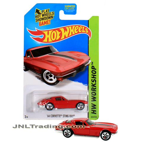 Year 2013 Hot Wheels HW Workshop Series 1:64 Scale Die Cast Car Set - Red Classic Sports Coupe '64 CORVETTE STING RAY