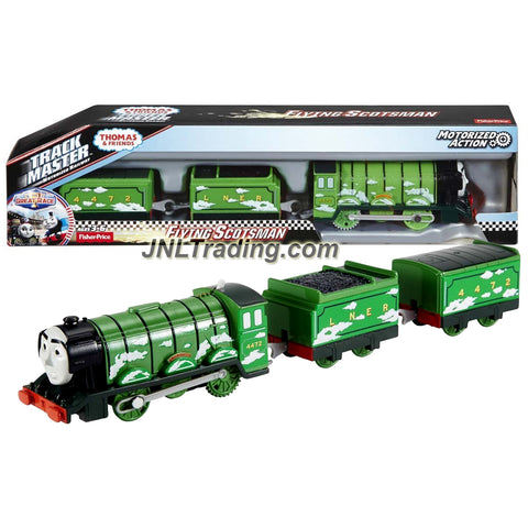 Fisher Price Year 2016 Thomas & Friends Trackmaster Series Motorized Railway 3 Pack Train Set - FLYING SCOTSMAN with Coal Loaded Car and Caboose