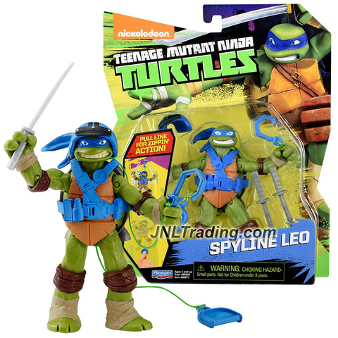 Playmates Year 2016 Nickelodeon Teenage Mutant Ninja Turtles 5 Inch Tall Action Figure - SPYLINE Leo with Katana Swords, Helmet and Zipline Backpack