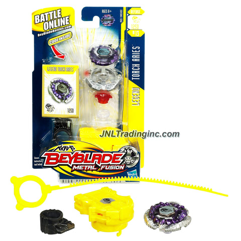 Hasbro Year 2010 Beyblade Metal Fusion High Performance Battle Tops - Defense 125D BB13 LEGEND TORCH ARIES with Face Bolt, Aries Energy Ring, Torch Fusion Wheel, Mid-Profile 125 Spin Track, Defense D Performance Tip and Ripcord Launcher Plus Online Code
