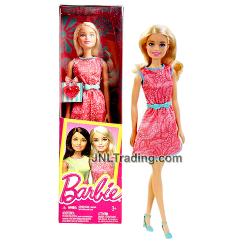 Year 2015 Friends Series 12 Inch Doll - Caucasian Model BARBIE DGX62 in Pink Dress with Blue Belt and Pink Heart Accessory