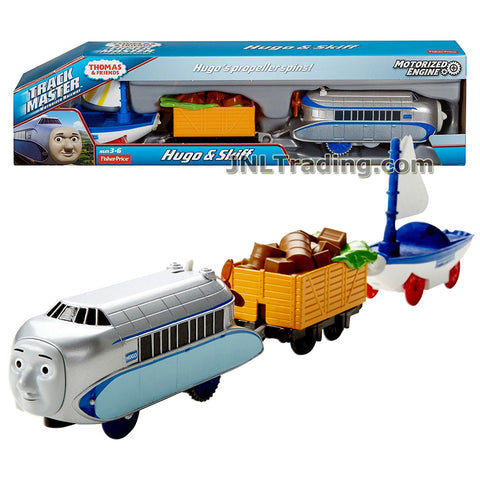 Thomas & Friends Year 2016 Trackmaster Series Motorized Railway 3 Pack Train Set - HUGO and SKIFF with Barrel Loaded Cart