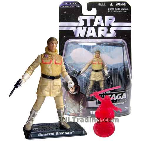 Star Wars Year 2006 The Saga Collection Episode V The Empire Strikes Back Series 4 Inch Tall Figure - GENERAL RIEEKAN with Blaster, Display Base and Exclusive YODA Hologram Figure