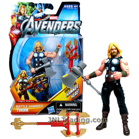 Marvel Year 2011 The Avengers Comic Series 4 Inch Tall Figure #2 - Battle Hammer THOR with Battle Axe and Expanding Hammer Head