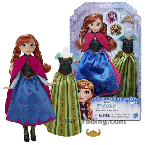 Disney Year 2015 Frozen Movie Series 11 Inch Doll Set - Coronation Change ANNA B5171 in Travel Outfit with Tiara and Coronation Dress