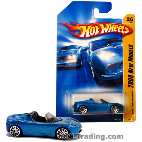 Hot Wheels Year 2008 New Models Series Set 1:64 Scale Die Cast Car Set #26 - Blue Sports Convertible Coupe 2008 TESLA ROADSTER L9941
