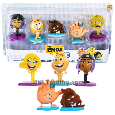 Just Play Year 2017 The Emoji Movie Series 5 Pack 2 Inch Tall Collectible Figure Set - JAILBREAK, GENE, POOP, HI-5 and SMILER