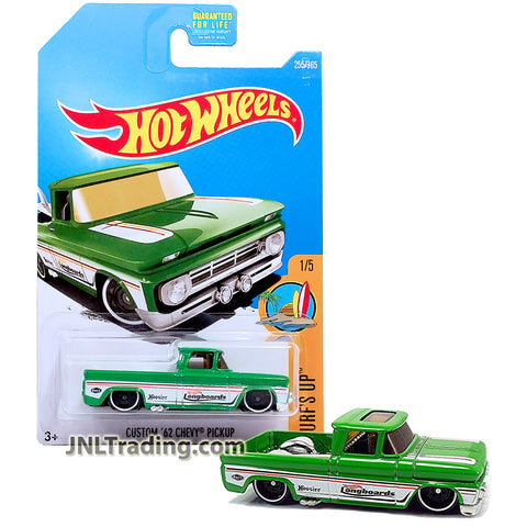 Year 2015 Hot Wheels Surf's Up Series 1:64 Scale Die Cast Car Set 1/5 - Green CUSTOM '62 CHEVY PICKUP