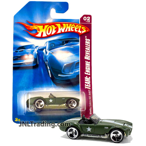 Year 2007 Hot Wheels Engine Revealers Series Set 1:64 Scale Die Cast Car Set #2 - US Army Green Roadster SHELBY COBRA 427 S/C