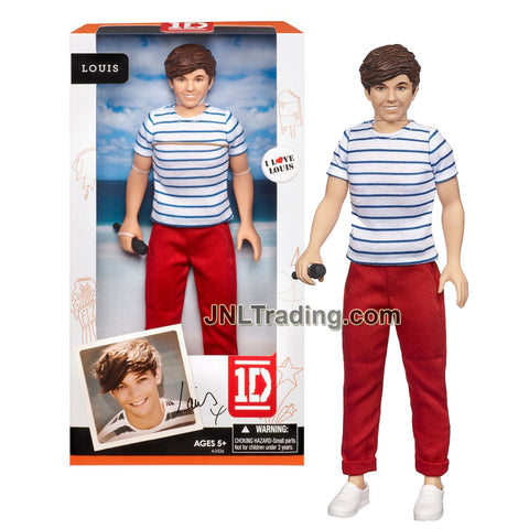 Year 2012 One Direction 1D Video Collection Series 12 Inch Doll - LOUIS with White Black Stripe Shirt, Red Pants and Microphone