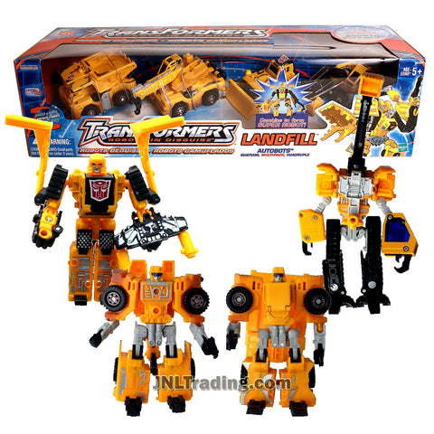 Transformer Year 2002 Robots In Disguise Series 4 Pack Robot Action Figure Set - AUTOBOTS LANDFILL with WEDGE, GRIMLOCK, HIGHTOWER and HEAVY LOAD