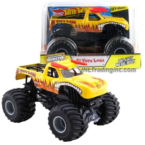 Hot Wheels Year 2015 Monster Jam 1:24 Scale Die Cast Metal Body Official Monster Truck Series #BGH38 - Yellow EL TORO LOCO w/ Monster Tires, Working Suspension & 4 Wheel Steering