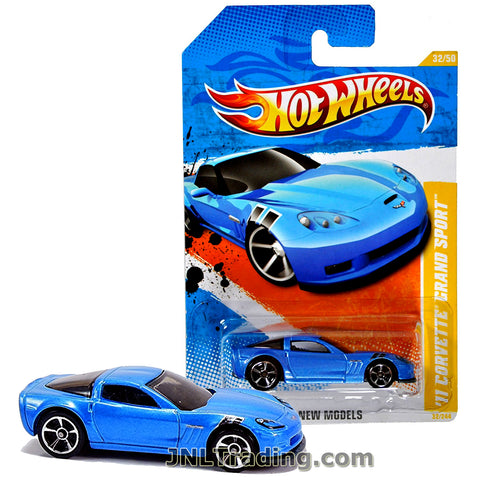 Hot Wheels Year 2011 New Models Series Set 1:64 Scale Die Cast Car Set #32 - Blue Exotic Sports Coupe '11 CORVETTE GRAND SPORT V0035