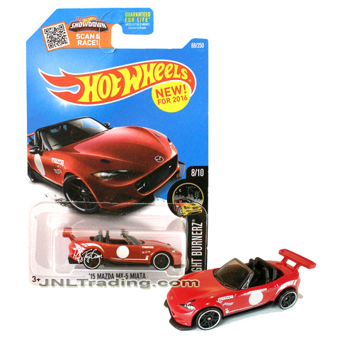 Year 2015 Hot Wheels Nightburnerz Series 1:64 Scale Die Cast Car Set 8/10 - Red Convertible Roadster Sport Coupe '15 MAZDA MX-5 MIATA