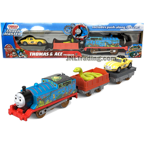 Thomas & Friends Year 2018 Trackmaster Big World! Big Adventure! Series Motorized Railway 3 Pack Train Set - THOMAS & ACE FWV44 with Flatbed Car and Wagon with Snake