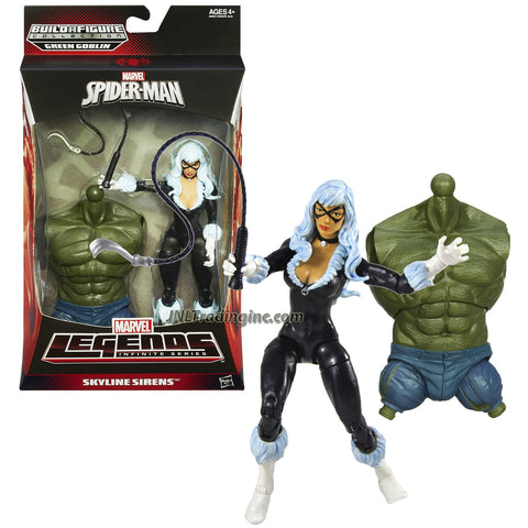 Hasbro Year 2013 Marvel Legends Infinite Series Build a Figure Green Goblin 6 Inch Tall Action Figure - Skyline Sirens BLACK CAT (Felicia Hardy) with Claw Whip & Green Goblin's Torso