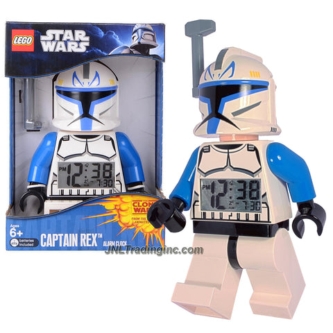Lego Year 2011 Star Wars Animated Series "The Clone Wars" 8 Inch Tall Figure Alarm Clock Set# 9003936 - CAPTAIN REX with Removable Helmet's Antenna, Moving Arms and Legs Plus Backlight Display