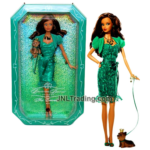 Year 2007 Barbie Pink Label Birthstone Beauties Collection 12 Inch Doll - African American Miss Emerald May with Necklace, Bracelet & Puppy Dog