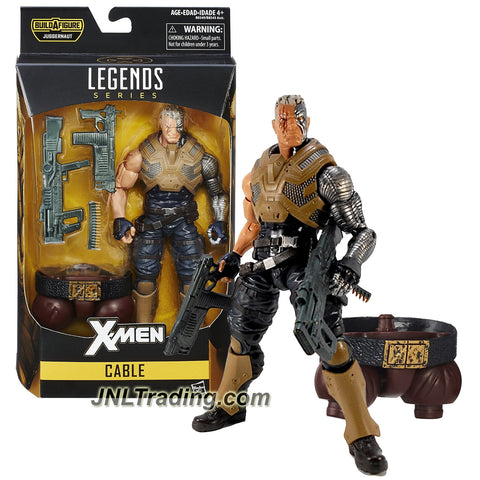 Hasbro Year 2016 Marvel Legends JUGGERNAUT Series 7 Inch Tall Figure : X-Men CABLE with 2 Rifles, Ammo Clip and Juggernaut's Lower Abdomen