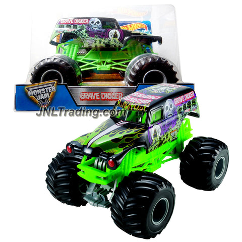 Hot Wheels Year 2016 Monster Jam 1:24 Scale Die Cast Metal Body Official Truck - 4 Time Champion Bad to the Bone BLACK GRAVE DIGGER (CCB06) with Monster Tires, Working Suspension and 4 Wheel Steering