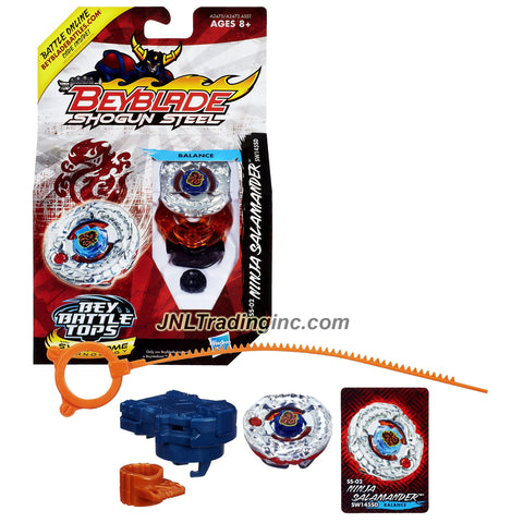 Hasbro Year 2012 Beyblade Shogun Steel Bey Battle Tops with Synchrome Technology - Balance SW145SD SS-02 NINJA SALAMANDER with Shogun Face Bolt, Salamander Warrior Wheel, Ninja Element Wheel, SW145 Spin Track, SD Performance Tip and Ripcord Launcher Plus Online Code