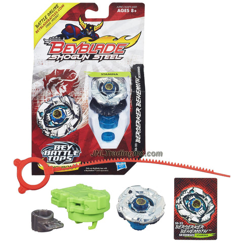 Hasbro Year 2013 Beyblade Shogun Steel Bey Battle Tops with Synchrome Technology - Stamina SR200BWD SS-22 BERSERKER BEHEMOTH with Shogun Face Bolt, Behemoth Warrior Wheel, Berserker Element Wheel, SR200 Spin Track, BWD Performance Tip and Ripcord Launcher Plus Online Code