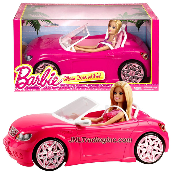 Year 2013 Barbie Glam Series 12 Inch Doll Vehicle Playset - GLAM  CONVERTIBLE (BJP38) with Barbie Doll