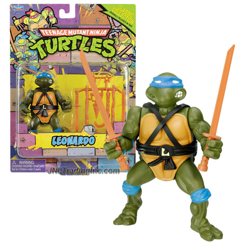 Playmates Year 2013 Teenage Mutant Ninja Turtles TMNT "1988 Classic Collection Reproduction" Series 5 Inch Tall Action Figure - LEONARDO with 2 Katana Swords, Ninja Stars, Hook Sword Plus More Weapon Accessories