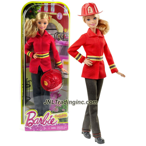 Mattel Year 2015 Barbie Career Series 12 Inch Doll - Barbie as FIREFIGHTER (DHB23) with Fire Helmet