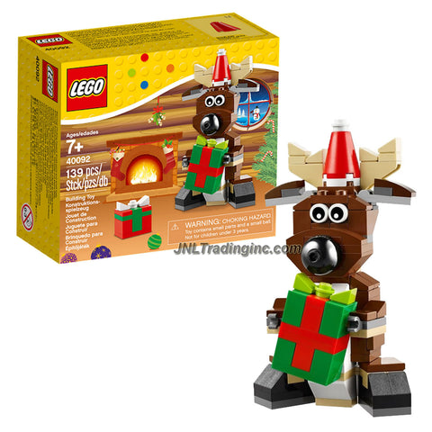 Lego Year 2014 Seasonal Series 4 Inch Tall Figure Set #40092 - Christmas REINDEER with Elf Cap and 2 Gift (Total Pieces: 139)